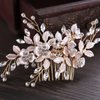 Lismyakey Wedding Hair Comb Clip Handmade Rhinestone Bridal Hair Comb Piece Brides Wedding Hair Piece Headpiece for Women (Gold)