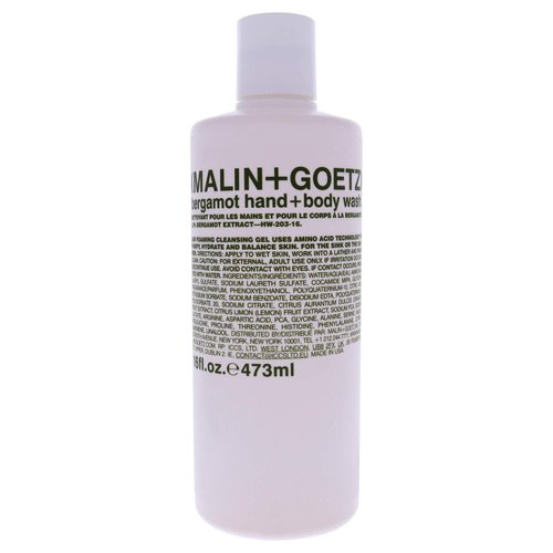 Malin + Goetz Bergamot Hand & Body Wash, 16 Fl. Oz. - Men & Women Natural Body Wash For All Skin Types, Foaming Hydrating Cleansing Gel, Cruelty-Free & Vegan