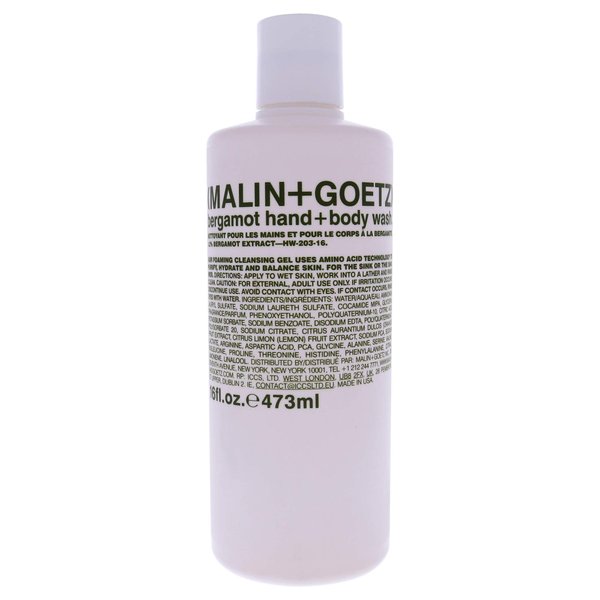 Malin + Goetz Bergamot Hand & Body Wash, 16 Fl. Oz. - Men & Women Natural Body Wash For All Skin Types, Foaming Hydrating Cleansing Gel, Cruelty-Free & Vegan