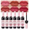 BINGBRUSH 6 Colors Matte Red Wine Liquid Lipstick Pack Set,Wine Lip Tint Long Lasting 24 Hour Waterproof Velvet Nonstick Cup Lipgloss Lip Stain Pigmented Lip Makeup Gift Sets for Girls and Women
