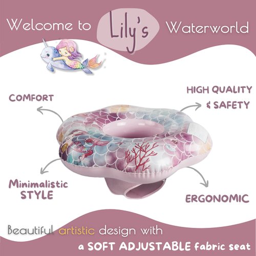 EDWEKIN® Baby Float,Mermaid Theme Inflatable Baby Pool Float,Swimming Pool Accessories for Age of 3-36 Month