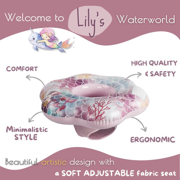 EDWEKIN® Baby Float,Mermaid Theme Inflatable Baby Pool Float,Swimming Pool Accessories for Age of 3-36 Month