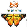 Kids Butterfly Wings Costume Girls Fairy-Wings Toddler Dress Up Play Costumes Butterfly Hair Clip Mask Party Favors (Orange Sets)