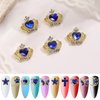 editTime Metal Alloy Nail Charms Rhinestones Kit 3D Gold Silver Stars Butterfly Heart Rose Flower Nail Gems Shiny Crystal Rhinestones Diamonds Jewelry (blue-30)