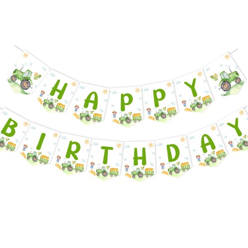 Sursurprise Tractor Birthday Decorations, Tractor Happy Birthday Banner, Farm Green Tractor Birthday Party Supplies