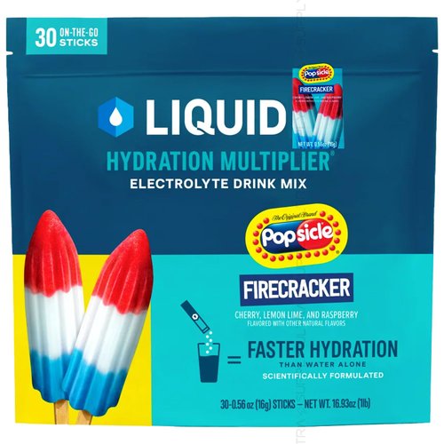 Liquid Hydration Multiplier, Electrolyte Powder, Firecracker Popsicle Flavor (30 Stick Packs) – Rapid Hydration Drink Mix, Travel Friendly, Non-GMO Formula