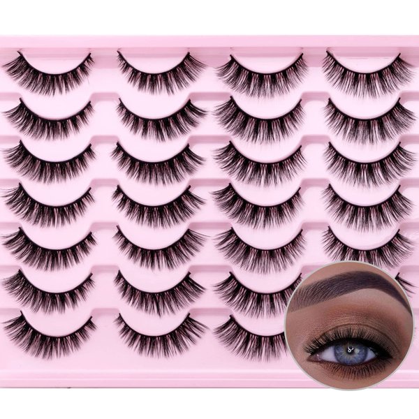 SQYlashes False Eyelashes Natural Wispy Cat Eye Lashes Short- Mixed 2 Styles, 14 Pairs, MG05