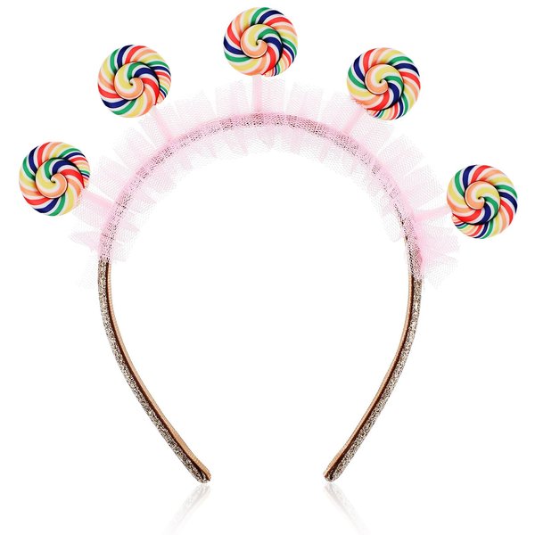 TEHAUX Lollipop Headband, Lollipop Headdress Candy Headband Girls Hair Accessories Princess Decor Carnival Headpieces Party Hair Hoops Hair Decor Princess Hair Accessories for Girls Women