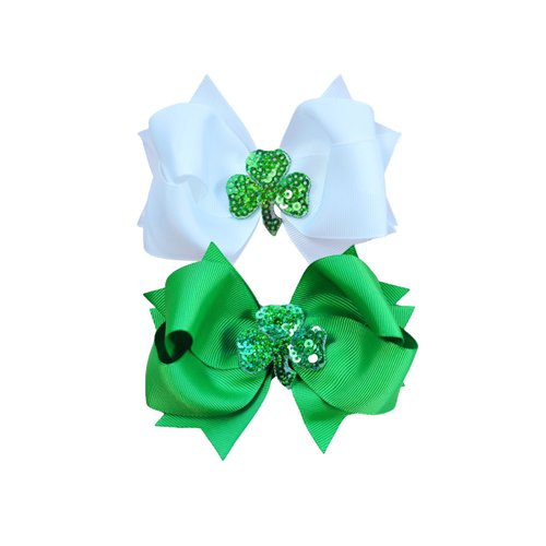 St. Patrick's Day Green Party Accessory Green Shamrock Hair Band Bow Hairpin Hairclips(SPJ1) (St. Patrick's F)
