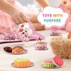 Tea Party Set for Little Girls, Flower Tea Set Toys for Girls Age 3 4 5 6 Year Old, Toddler Kids Kitchen Pretend Play Toys with Tin Tea Set, Cake Stand, for Girls