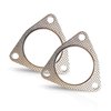 Fluher 2 PCS Car Exhaust Gasket, Durable Metal 500MPa Vehicle Seal Accessories with 3 Holes, Universal Waterproof Oval Automotive Exhaust Gasket Replacements for Truck SUV Car (Silver #2.5In)