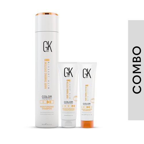 GK Hair Moisturizing Shampoo 300ml with 100ml Pack of Moisturizing Shampoo and Conditioner Set free from Sulfate and Paraben for Color Treated Oily Dry Damaged Hairs