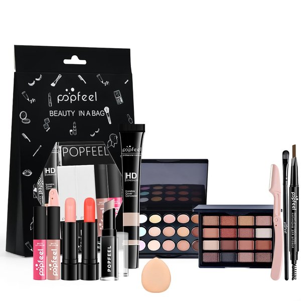 Civlann All in One Eyeshadow Palette Makeup Set, Makeup Kit with Earth Tone Eyeshadow Palette, Mascara, Concealer Palette, Lip Gloss,Travel Makeup Bundle Holiday Surprising Makeup Box for Women Girl