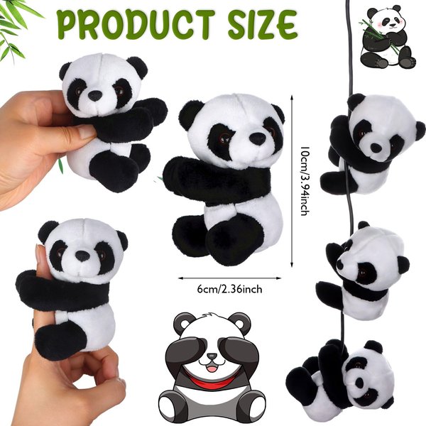 Haiabei 12Pcs Finger Panda Plush 4 inch Panda Clips Curtain Holder Stand Note Memo Clips Photo Holder Cute Panda Toy Doll Finger Kids Toy,Home Decoration Plant Pots Bonsai Craft Decor