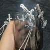 ZHOUMEIWENSP Hair Clip, 2PCS Metal Skull Hair Clips Retro Cross Hairpin with Rhinestone Tassel Punk Duckbill Clips Novelty Hair Style Making