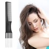 Gjinxi 4Pcs Black Combs with Metal Prong, Carbon Lift Teasing Combs with 5 Stainless Steel Pins, Teasing Comb with Metal Pick Combs for Women, Salon Teasing Back Combs for Hair Styling