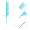 10Packs Rat Tail Combs Hair Clips Set，3Pcs Rat Tail Comb，Parting Comb and 7Pcs Alligator Styling Sectioning Clips of Professional Hair Salon Quality(Black/Pink/Blue)