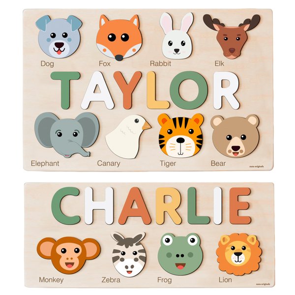 Custom Handmade Puzzles for Toddlers | Multi Color Scheme Options Wooden Name Puzzle | Baby Shower Gift, Easter Gift, New Baby Gift, Christmas Gift, Birthday Gift for Bab, Kid, Toddler | Toddler Toys