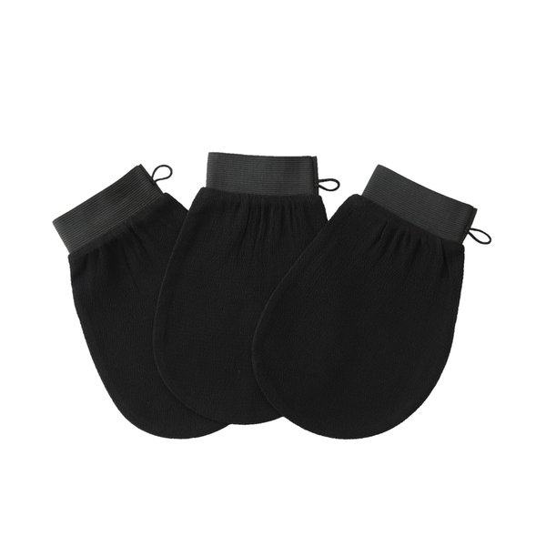 Exfoliating Body Scrub Gloves (3 Pcs) Exfoliating Mitt, Dead Skin Remover For Body, Korean Exfoliating Mitt, Body Scrubbers Black 15x22x0.5 cm