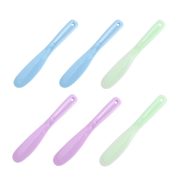 Pokinge 6pcs 8inch Silicone Cosmetic Spatula Mask Mixing Spoon,Flexible Makeup Scoop Eye Cream Stick with holes,Reusable Makeup Applicator Spoon Beauty Tool
