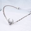 MOSTORY Handmade Silver Crystal Headpiece V-shape Fairy Crown Headband Elven Princess Tiara Black Gem Circlet for Wedding Bridal Maternity Shoot Ren Fair Fae Ball Cosplay Costume Accessory