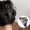 Skeleton Hand Metal Hair Claw Clips, 1Pcs Ghost Hand Alloy Hair Claw Clips, Skull Punk Style Metal Hair Clip for Women Hair Accessories Clamps Cosplay Party Halloween Decorations (Black)