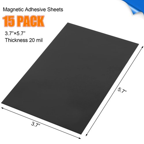 15 Pack Magnetic Sheets with Adhesive, 3.7" x 5.7" Adhesive Magnetic Sheets, Cuttable Flexible Magnetic Sheet, Display Replacement Magnets Backing