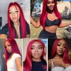 Red Wig for Women Long Burgundy Silky Straight Soft Heat Resistant Lace Front Wigs with Baby Hair Fashion Glueless Natural Hairline Synthetic Hair Wig Halloween Cosplay Costume Wig 24 Inches