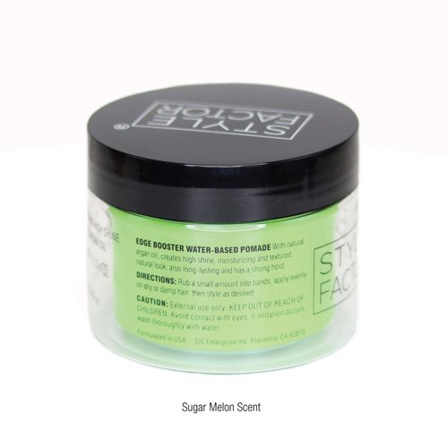 Style Factor EDGE BOOSTER Strong Hold Water Base Pomade- Excellent for Taming Edges & Braiding Hair (Sugar Melon, 3.38oz)