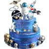 22Pcs Space Cake Topper,Space Cupcake Toppers Astronaut Figurine Birthday Outer Space Themed Party Decorations Supplies Planet Rocket Pearl Balls and Star DIY Cake Toppers for Kids Party Baby Shower