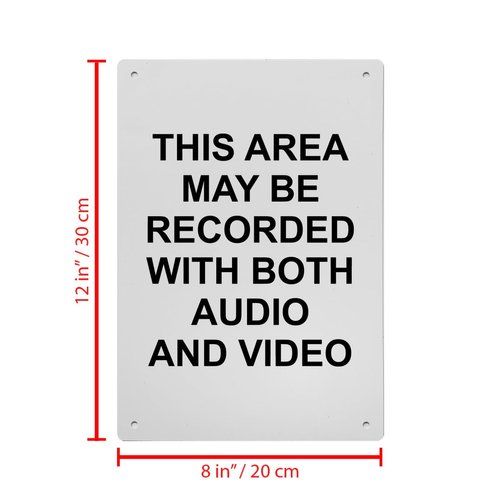 This Area May Be Recorded Sign, 8.5 x 11 in" OSHA Compliant Security Camera Sign, Weatherproof Plastic, UV resistant & Easy-to-Read Signage