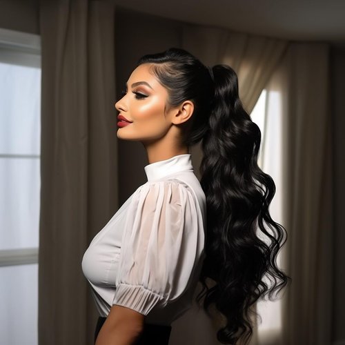 Body Wave Ponytail Extension|Synthetic Ponytail Extension for Black Women|Curly Hair Extensions Ponytail 24 Inch-Black