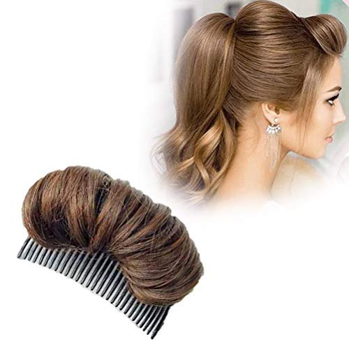 1pc Volume Up Hair Base, Hair Accessories Bump It Up Hairstyle Clip Bun Maker for Women, Volume Insert Hair Bump Up Tool for Short Long Hair DIY (Light Brown)
