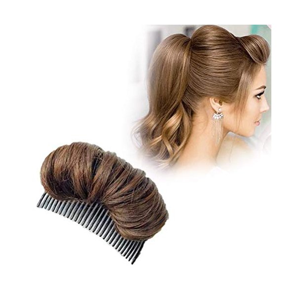 1pc Volume Up Hair Base, Hair Accessories Bump It Up Hairstyle Clip Bun Maker for Women, Volume Insert Hair Bump Up Tool for Short Long Hair DIY (Light Brown)
