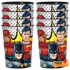 Amscan 8 Count Justice League Plastic Cups 16 oz - Sturdy Reusable Birthday Party Favor Kid Cup - Parties, Favors, Prizes - Classic Batman, Superman, and Flash Decorations Supplies Set