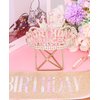 Wecoe Birthday Crown and Sash Women Girls Birthday Princess Crown Rose Gold Rhinestone Tiaras and Crowns Happy Birthday Party Favors Supplies 16th 18th 21st 25th Birthday Decorations Gift for Her