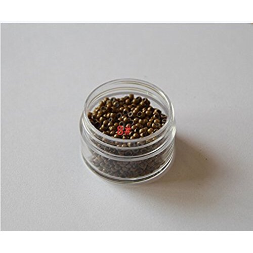 Silicone Copper Nano Beads Micro Link Tube Rings for wig Hair extensions (1000Pcs, Light Brown)