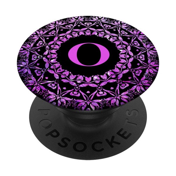 Cell Phone Pop Up Grip Holder,Monogram Mandala Pink Purple O PopSockets Grip and Stand for Phones and Tablets