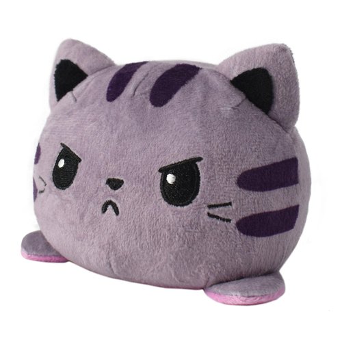 TeeTurtle - The Original Reversible Cat Plushie - Rainbow Kittencorn + Gray Tabby - Cute Sensory Fidget Stuffed Animals That Show Your Mood