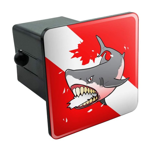Angry Shark Scuba Diving Flag Diver Tow Trailer Hitch Cover Plug Insert 2"