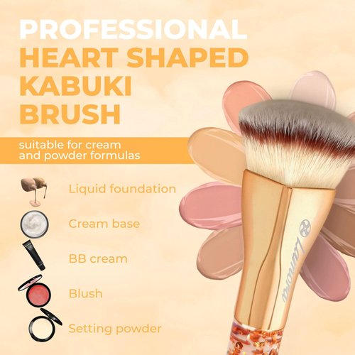 Blending Liquid Makeup Foundation Brush - Kabuki Contour Brush, Face Stippling Brush With Pro Quality Synthetic Dense Bristles For Buffing Mineral Cream, Powder, Blush