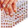 8 Sheets Fall Nail Art Stickers 3D Autumn Thanksgiving Nail Decals Turkey Pumpkins Squirrel Thanksgiving Nail Design Supplies Self-Adhesive Gold Maple Leaf Nail Stickers for Women DIY Holiday Manicure
