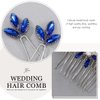 Yean Baroque Bridal Hair Pins Silver Rhinestones Wedding Hair Comb Something Blue Hair Piece for Women and Girls(3 Pcs) (Silver)