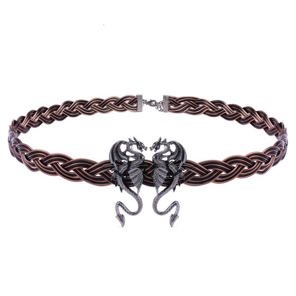 Coteeza Black Dragon circlet Headband Viking Celtic Braided Crown Adjustable Fairy Headpiece Metal Royal Vintage Tiara Cosplay Medieval Costume Hair Accessory for Women Men Renaissance
