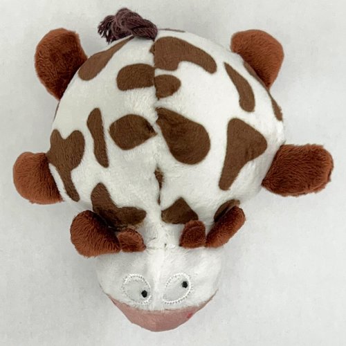 Glory To Dog Roly-Poly Cow Plush Dog Toy with Krinkle and Squeaker for Small and Toy Breed Dogs