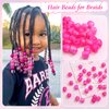 VENOFEN 50PCS Pink Hair Beads Hot Pink Jumbo Beads for Braids Pony Beads for Kids Girls Jewelry Making Kit Loc Dreadlock Accessories Braid Decoration, Small