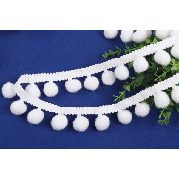 YYCRAFT 10 Yards Ball Fringe 1" Wide Pom Pom Trim Ribbon Sewing-White