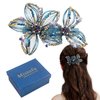 Mistofu 3.93Inch DIY Copper Wire Metal Hand-woven High-level design Barrettes Elegant Hair Accessories, Gifts for Women Girls (Misty blue)