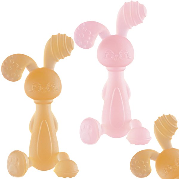 FEISCS 2-Pack Bunny Teething Toy for Baby 0-6 Months,100% Food-Grade Silicone Teether for 3-6 Months 6-12 Months,Infant Baby Teething for Boys Girls,Easter Gifts,BPA Free