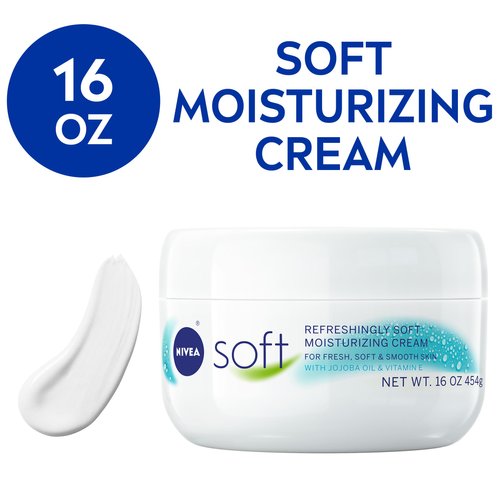NIVEA Soft Cream, Refreshingly Soft Moisturizing Cream, Body Cream, Hand Cream, Face Cream, 16 Oz Jar